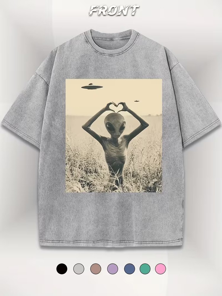Y2K, Cool, UFO, Outdoor Sports, Modern Street, Washed 230G Fashion Vintage Washe