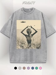 Y2K, Cool, UFO, Outdoor Sports, Modern Street, Washed 230G Fashion Vintage Washe