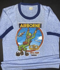 Vintage Airborne T-Shirt L Parachute Army Ranger 70’s The Rats Hole Screen Stars
