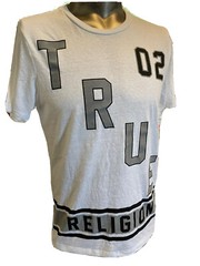 TRUE RELIGION SPELL OUT NEW WHITE BLACK Sparkle Gray 02 Shirt NEW Large Med