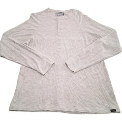 Faherty Henley Shirt Men’s Large Heather Ivory Cloud Cotton Long Sleeve EUC