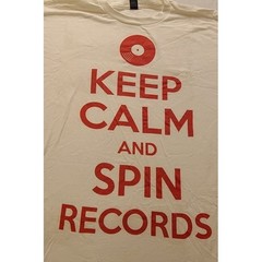 Tultex Keep Calm and Spin Records Graphic T-Shirt Men’s XL White Red DJ Vinyl