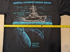 Vtg 90s General Dynamics Marine Group T-Shirt ADULT S 34-36 USS JOHN PAUL