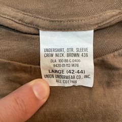 US Military Army Undershirt Qtr Sleeve Crew Neck Brown 436 Union Underwear Large