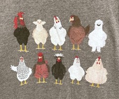 Canvas Brand Gray Chickens Unisex Graphic Short Sleeve T-Shirt Top Large NWOT