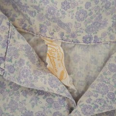 Vintage 70s Floral Long-Sleeve Shirt Wide Cuffs Blue USA Made No Size Tag