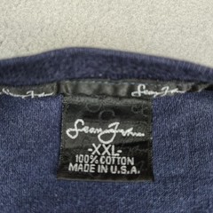 VINTAGE 90s Sean Jean Shirt Men 2XL Navy Script Logo Puff Daddy Bad Boy USA Made