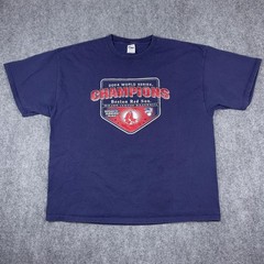 Vtg Boston Red Sox T-Shirt Mens 2XL Navy 2004 World Series Champions Graphic