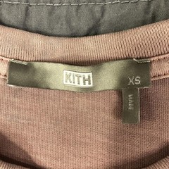 Kith Shirt Men XS Pink Script Logo Embroidered Tee Crewneck Distressed Patina