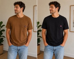 Wrangler Workwear Pocket Tee 2-Pack XL Black Camel Utility Essentials