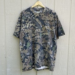 Vintage 90s Y2K Mossy Oak Camo Forest Floor Pocket Tee Shirt Mens Large