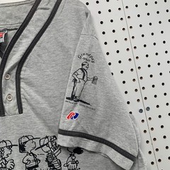 Vintage Rawlings Peanuts Baseball Jersey Mens XL Grey 90s Snoopy Charlie Brown