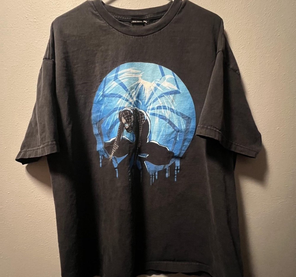 Mad Engine Marvel Spider-Man Graphic Print Crew Neck T-Shirt Black/Blue Men 2XL