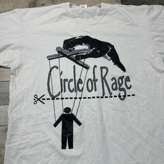Circle of Rage T-Shirt Graphic Print Crew Neck Short Sleeve White Mens XL