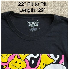 Popular Poison Graphic T-Shirt Doom Smiley Face Print Black XL