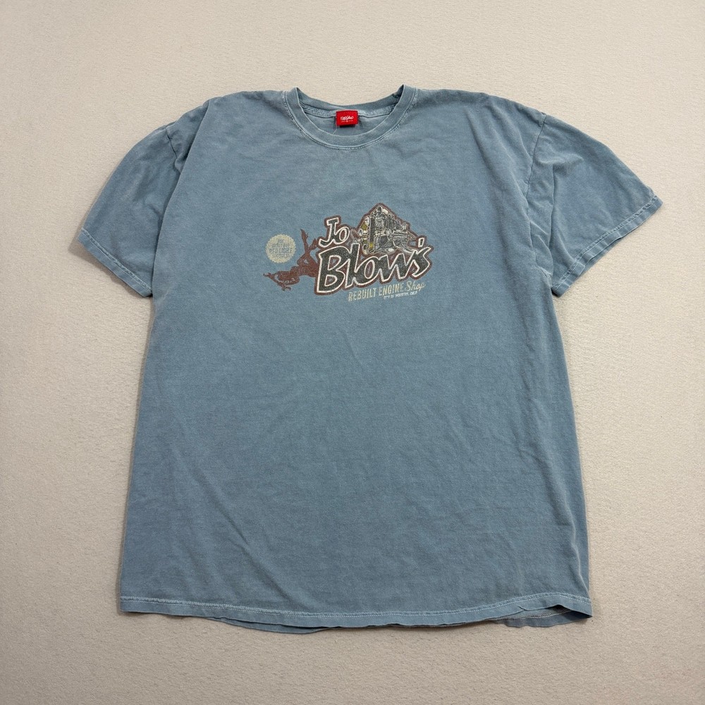 Vintage Mossimo Jo Blows Engine Shop Shirt Men’s Extra Large Blue Faded Grunge