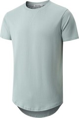 Mens 100% Cotton Pre-Shrunk Longline Crewneck T-Shirt Hip Hop Urban Style S-4XL