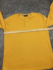 Members Mark Thermal Henley Shirt Mens Size XL Yellow Long Sleeve #@