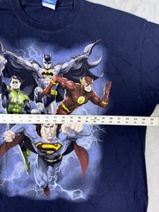 Vintage Justice League Shirt Mens 2XL Blue Navy DC Comics Graphic Cartoon Y2K
