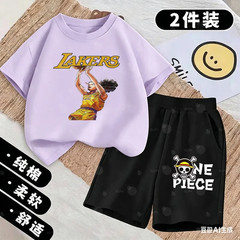 One Piece Anime Character Lakers Basketball Jersey Kids T-Shirt Set, Cool Sports