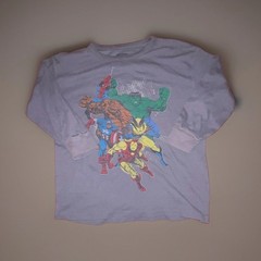 Marvel Comics Men’s XL Gray Graphic Print Crew Neck Tee Hulk Iron Man Spiderman