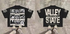 Men’s Hip Hop Style Graphic Print Boxy Fit Round Neck Cotton T-Shirt Streetwear