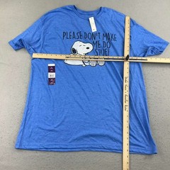 Peanuts Shirt Adult 2XL (50/52) Blue Cotton Crew Neck Short Sleeves Tee NWT