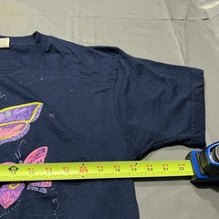 Vintage Butterfly T Shirt 1989 Single Stitch Screen Stars PolyCotton Navy M Fit