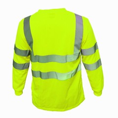 Hi Vis ANSI Class 3 Reflective Safety Lime Long Sleeve T Shirts High Visibility