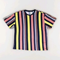 Pac Cares Mens XL Striped T-Shirt Multi-color Short Sleeve Designer Classic 90s