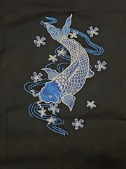 Niepce Blue Koi Embroidered Japanese Streetwear Black T-Shirt Men’s Large – NWT