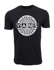 Vans Off The Wall checkerboard tee, mens black graphic t-shirt, skate logo shirt