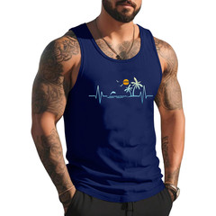 Heartbeat with Tropical Palm Trees Beach Island Sunset Tank Top