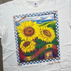 Vintage 90s Busch Gardens Sunflower T-Shirt White Medium Made in USA Nature Art
