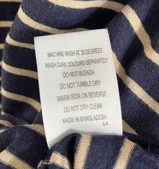 Luke Sport Men’s Navy Beige Striped T-Shirt Large Crew Neck Cotton Modal