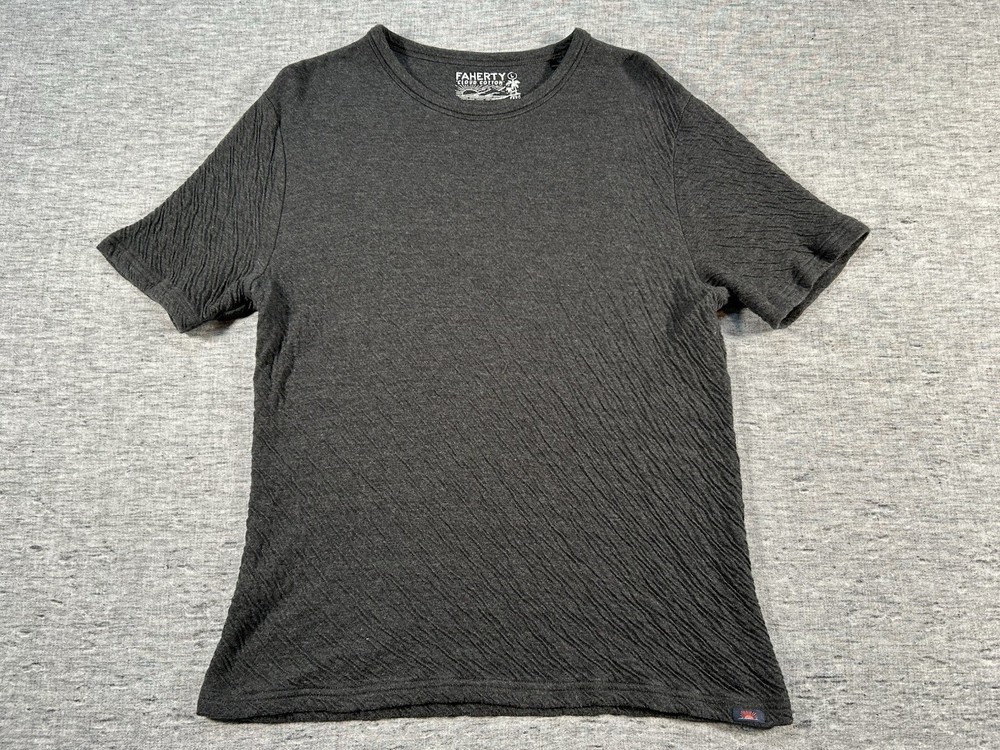 Faherty Cloud Cotton Shirt Mens Large Grey Short Sleeve Pullover Crewneck Soft