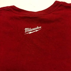 Milwaukee 2-sided Graphic T-Shirt Sz L Red Crew S/S Grunge Gildan 100% Cotton