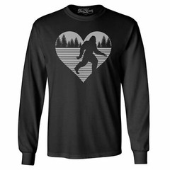 shop4ever Bigfoot Heart Love Sasquatch Long Sleeve Valentine Shirts