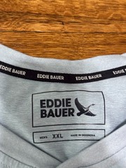 Eddie Bauer Shirt Mens 2XL Blue Fog Short Sleeve Performance 3 Button Henley NWT