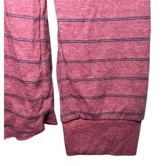 Marine Layer Mens M/L Double Knit Henley Shirt Red Striped Long Sleeve Pullover