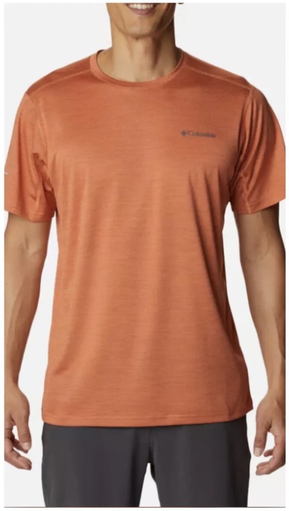 Columbia Omni-Wick T-Shirt Mens Small Orange Lake Zell Regular Fit Tee