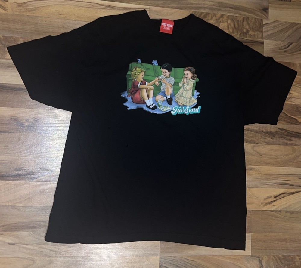 Full Send 4/20 Black Mens TShirt XL Smoking Kids