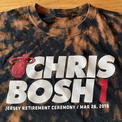2019 Chris Bosh Mens T Shirt XL Black Bleach Acid Wash Miami Heat Jersey Retire