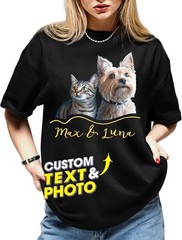 Personalized Custom Name Cat Mom Dad T-Shirt Casual Daily Gift for Cat Parents