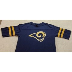 NFL Team Apparel Los Angeles Rams Mens Large Navy Blue Gold Jersey Style T-Shirt