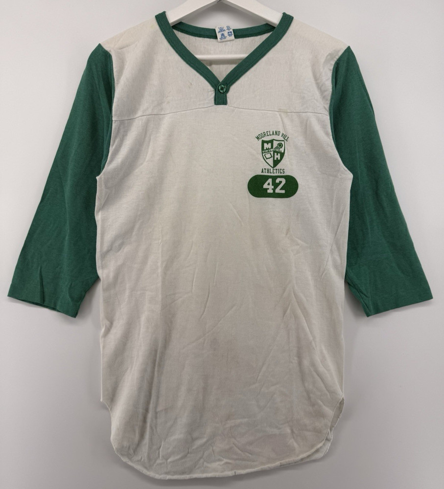 Vintage 80s Champion Mens Baseball Jersey Shirt Mooreland Hill School Medium