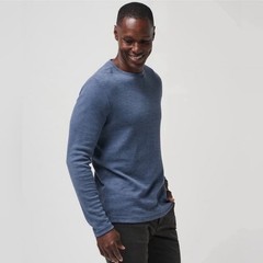 Travis Mathew CLOUD WAFFLE CREW Blue Long Sleeve Small NWT