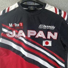 Eternity BC AD Shirt Mens L Black Red White Color Block Japan Katakana Motor 1