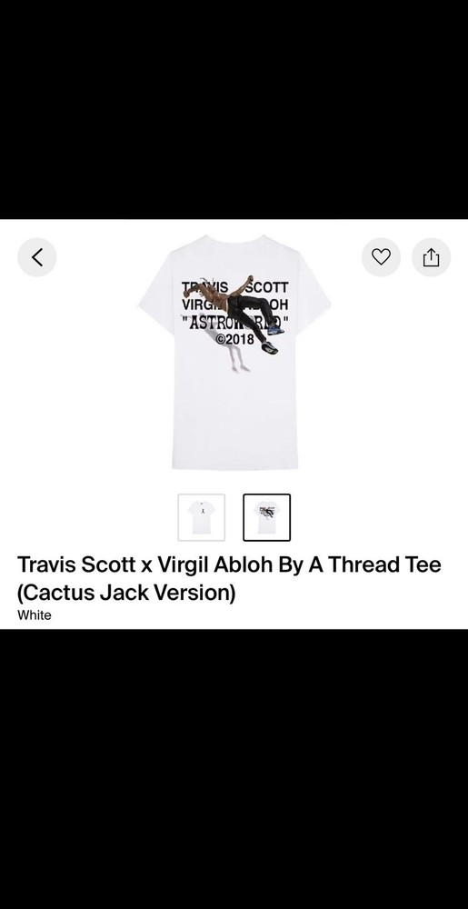 Travis Scott x Virgil Abloh By A Thread Tee Cactus Jack Version, White (size M)