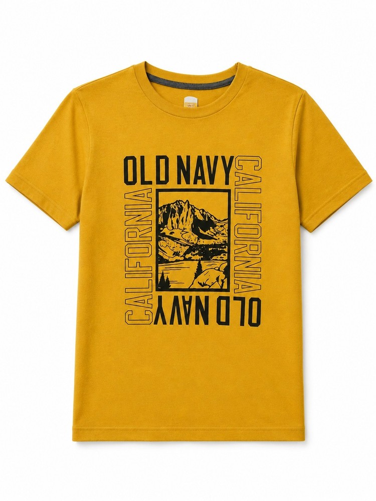Old Navy Unisex Soft-Washed Yellow Graphic Logo Crew Neck T-Shirt 2XL Regular